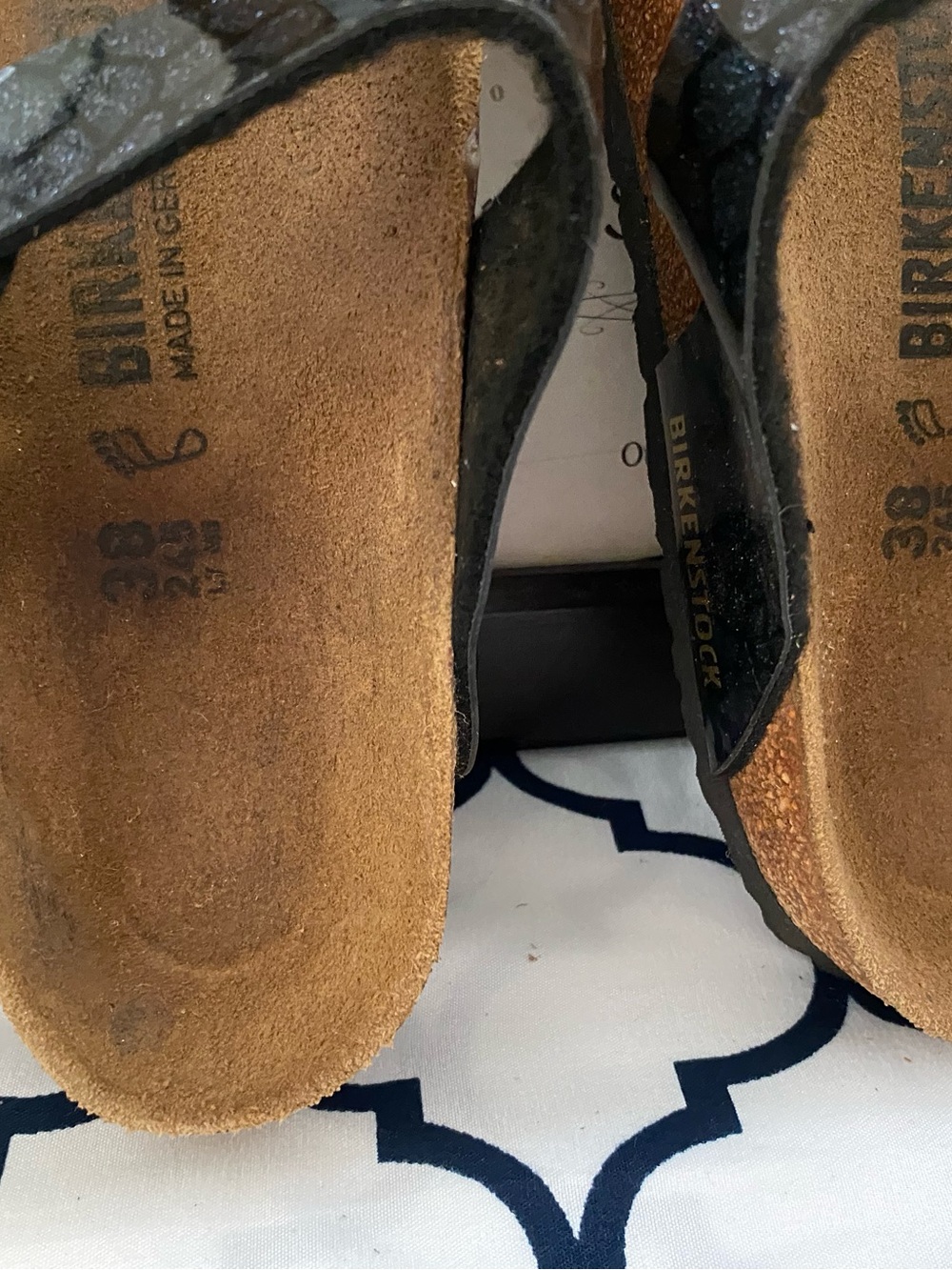 Pre-owned Birkenstock Gizeh Sandals - Light Blue & Black 38/7 Regular fit Women - Picture 4 of 10